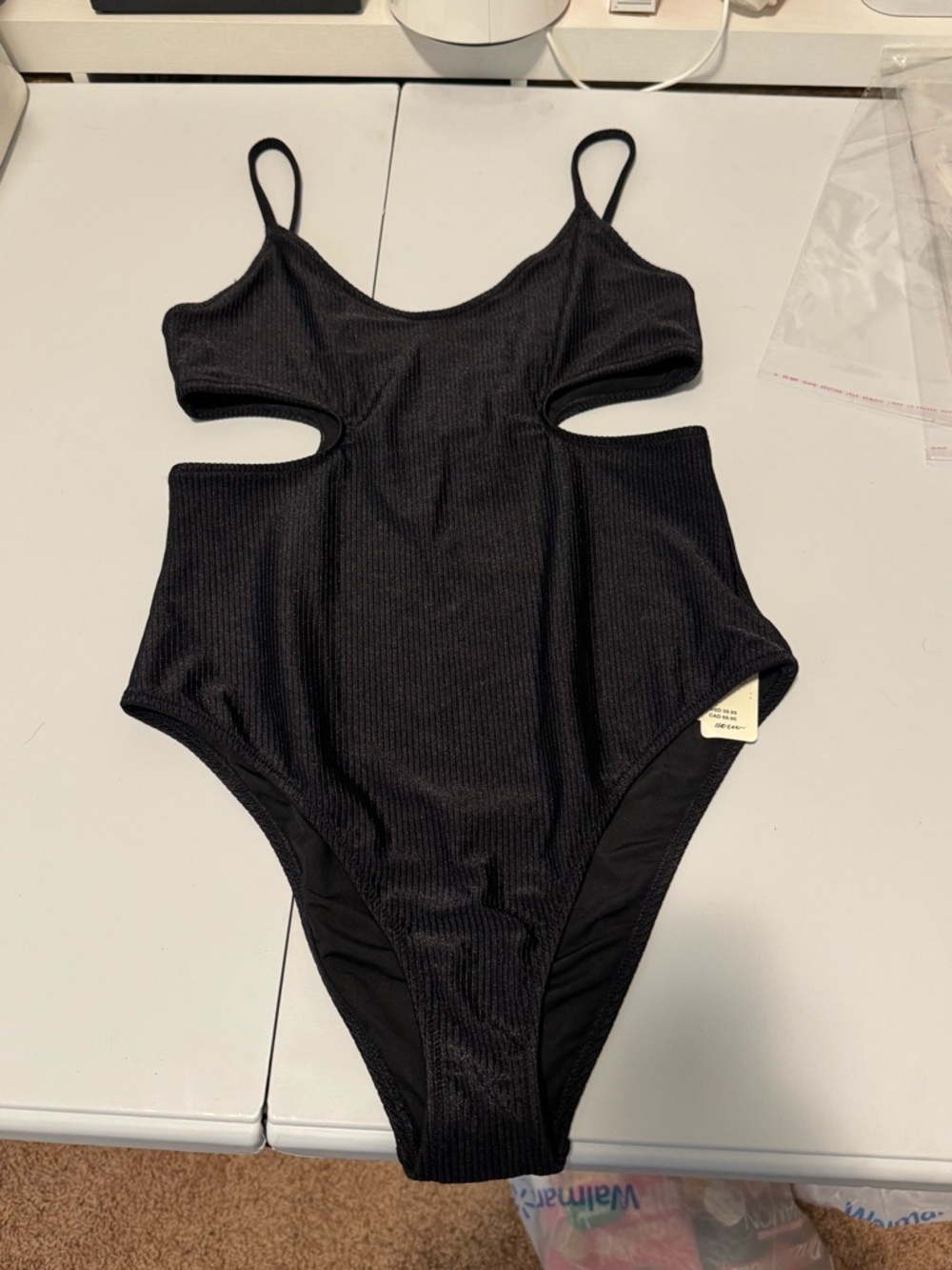 aerie Black Cheeky Voop One-Piece Swimsuit with Side Cutouts NWT Size Medium - Picture 9 of 10
